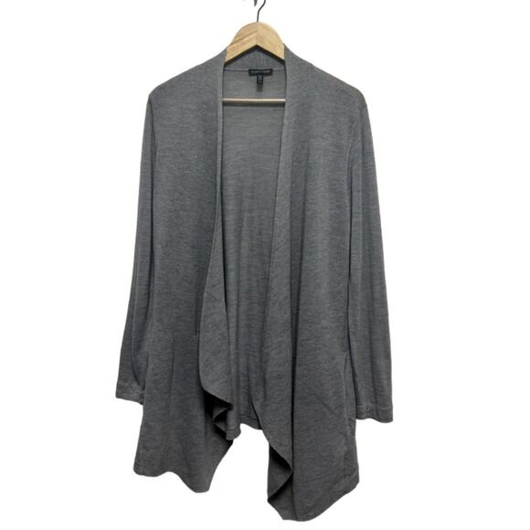 Eileen Fisher 100% Merino Wool Cardigan Sweater Drapy Medium Gray Lagenlook - Picture 1 of 3